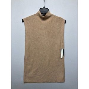 NWT Verve Ami Women Sleeveless Mock Neck Sweater Size Large Beige B248 -23